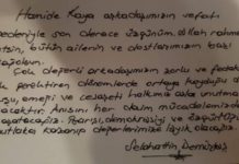 Selahattin Demirtaş Hamide Kaya için taziye mesajı yayınladı!